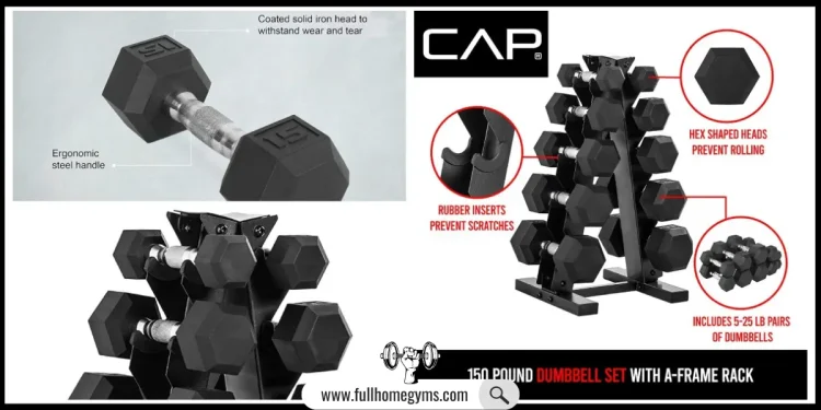 Cap Barbell 150 LB Dumbbell Set with Rack